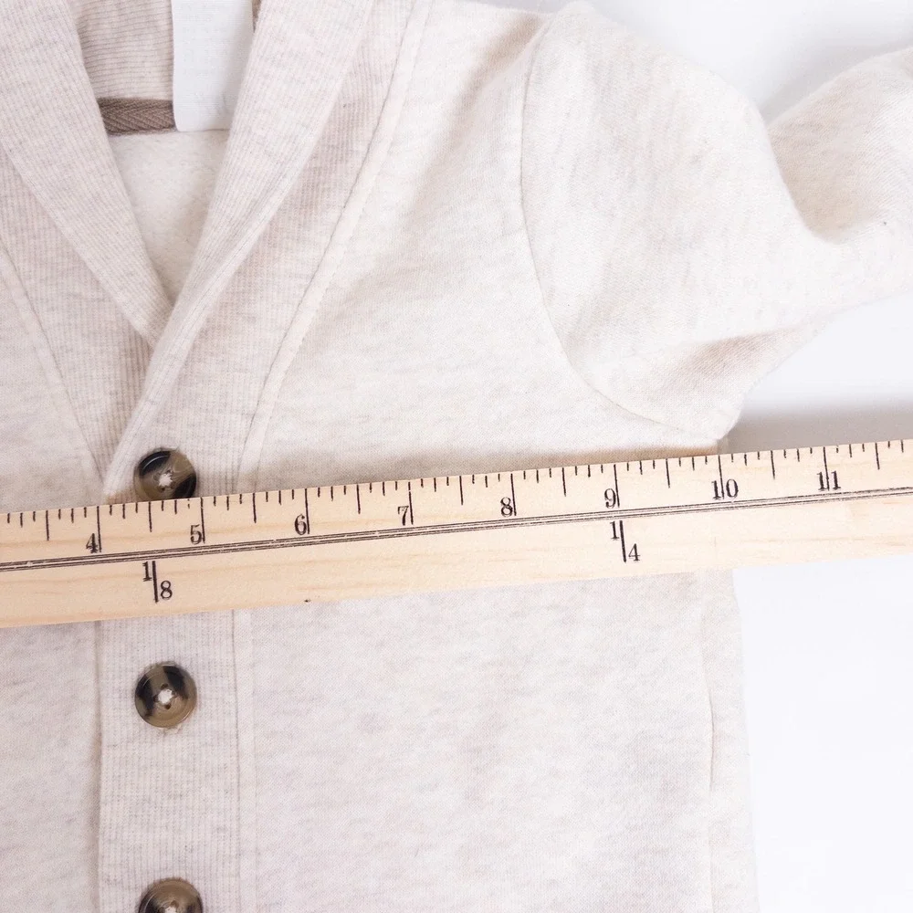 H&M Shawl Collar Cardigan Baby 6M Oatmeal‎ Heather Button Front Fleece